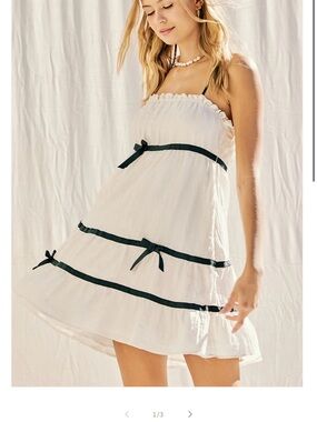 ILLA ILLA White Babydoll Dress Black Bow Detail
